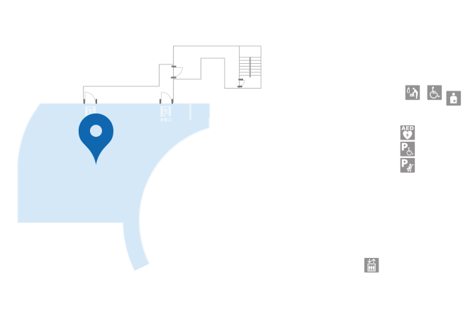 elementsの場所は2階です